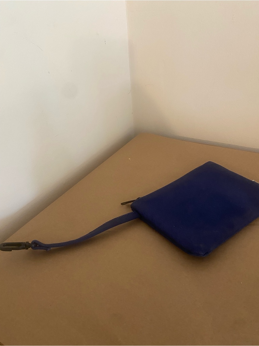 Life is Good Blue zippered Pouch with clip, travel bag attachment